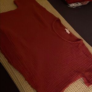 Eileen Fisher Rust colored Cotton Top with short sleeves. Size M